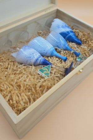 Ocean Waves Wine Glasses with Box