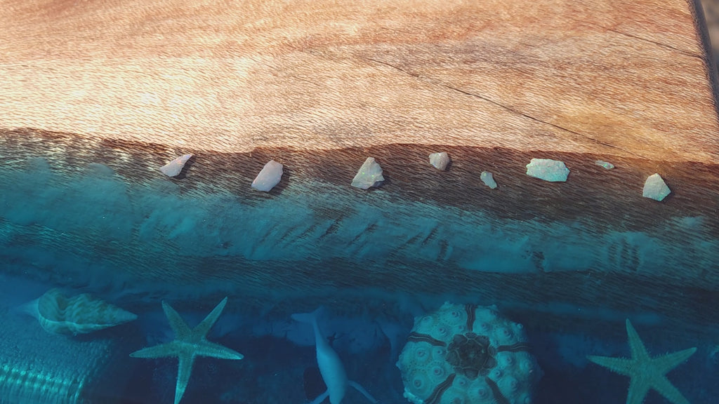 Fluorescent  serving board with opals