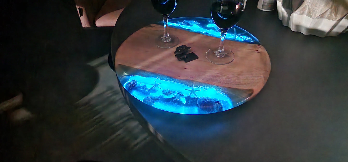 Sold out Glowing in dark epoxy resin cheese board with lazy Suzanne rotate 360 art camphor Lauren wood