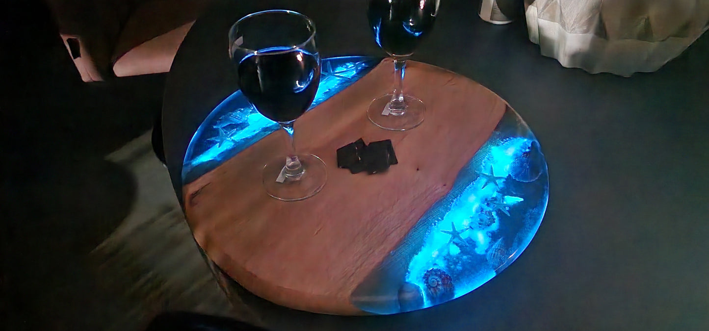 Sold out Glowing in dark epoxy resin cheese board with lazy Suzanne rotate 360 art camphor Lauren wood